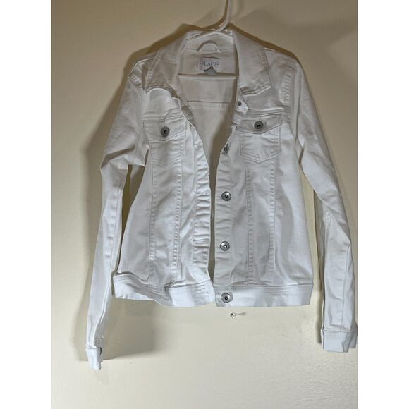 The Children's Place Girls White Denim Jean Jacket - Size 10-12 - Picture 2 of 4